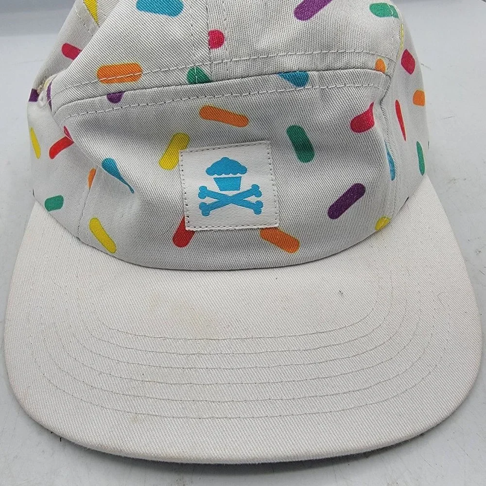 Johnny Cupcakes Unisex Adults White Sprinkles 5 Panel Hat Adjustable Lightweight - Picture 7 of 11